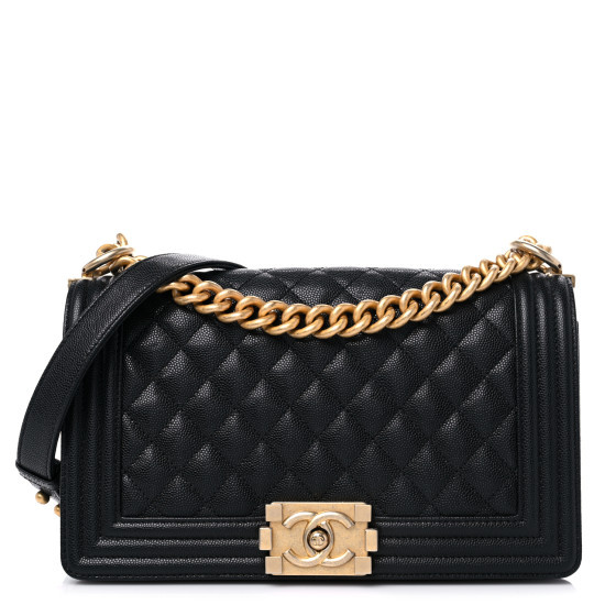 Caviar Quilted Medium Boy Flap Black | FASHIONPHILE (US)