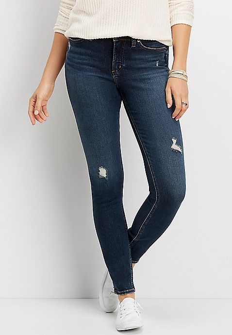 Silver Jeans Co.® dark wash destructed skinny jean | Maurices