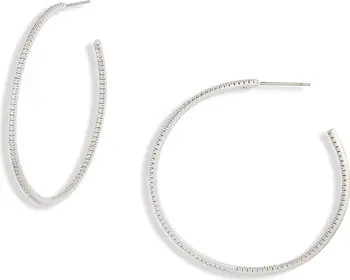 Nordstrom Pave Cubic Zirconia Hoop Earrings in Clear- Rose Gold at Nordstrom | Nordstrom
