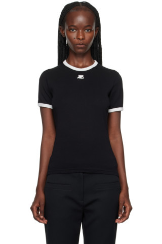 Black & White Bumpy Contrast T-Shirt | SSENSE