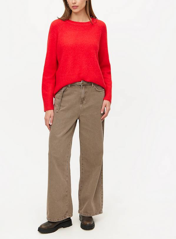 Buy Taupe Belted Wide Leg Denim Jeans 18R | Jeans | Tu | Tu Clothing