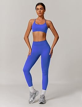 Amazon.com: ABOCIW Workout Sets for Women 2 Piece Seamless Backless Sports Bra Scrunch Butt Lifti... | Amazon (US)