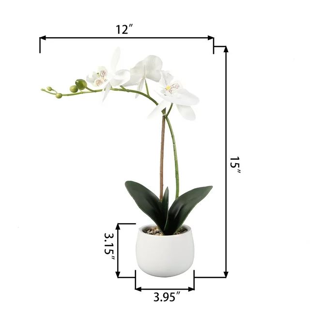 Better Homes & Gardens 15" Tabletop Artificial Real Touch Orchid Flowers Ceramic, White | Walmart (US)