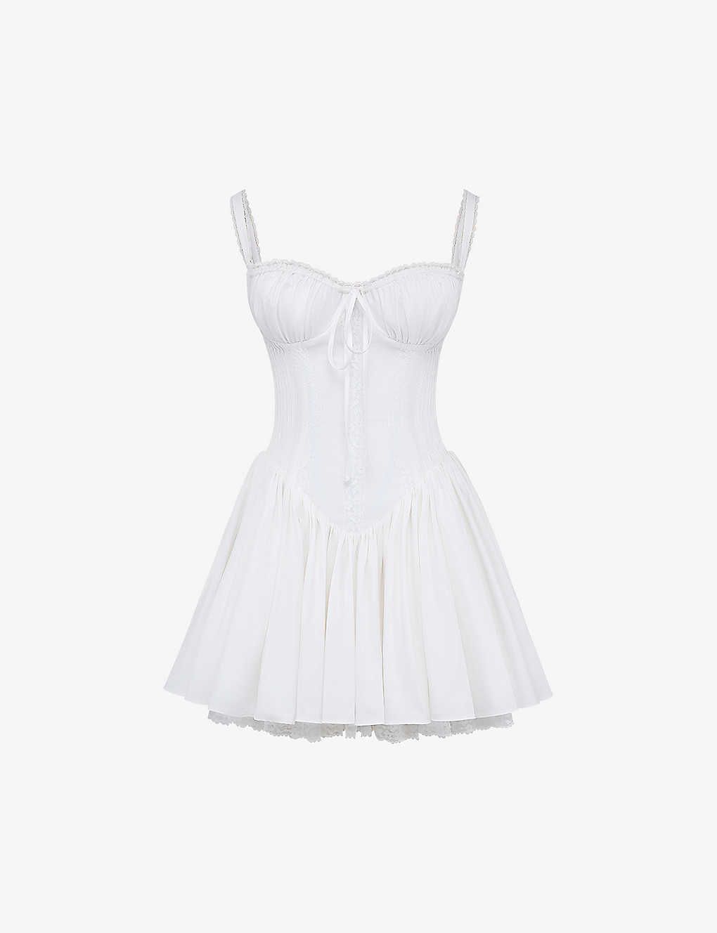 Pietra lace-trim stretch cotton-blend mini dress | Selfridges