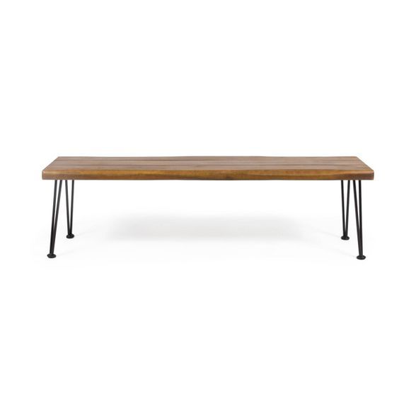 Zion Acacia Wood Modern Industrial Bench - Teak - Christopher Knight Home | Target