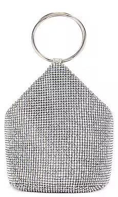 olga berg Ellie Crystal Mesh Ring Handle Bag in Silver from Revolve.com | Revolve Clothing (Global)