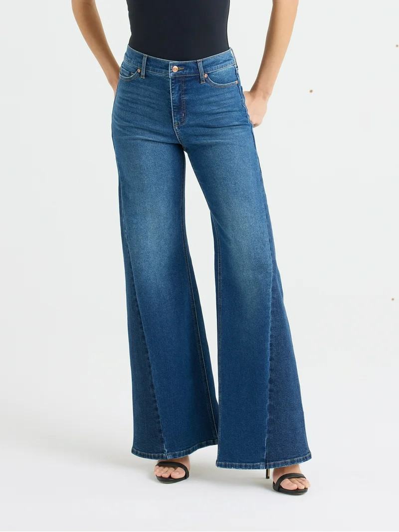 Sofia Vergara Women's Margot Seamed Wide Leg Average Jeans, Sizes 2-20 | Walmart (US)