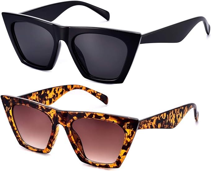 mosanana 2 Pack Trendy Sunglasses for Women Square Cat Eye Style MS51801 | Amazon (US)