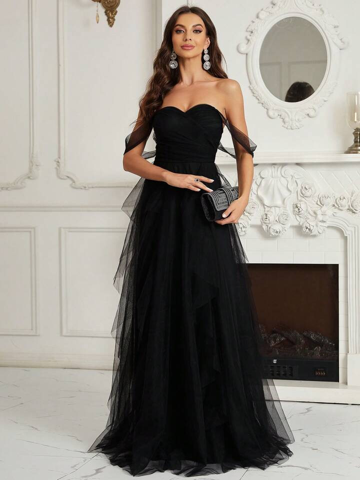 black slim fit dress Black slim fit satin dress IFAUN Black / M