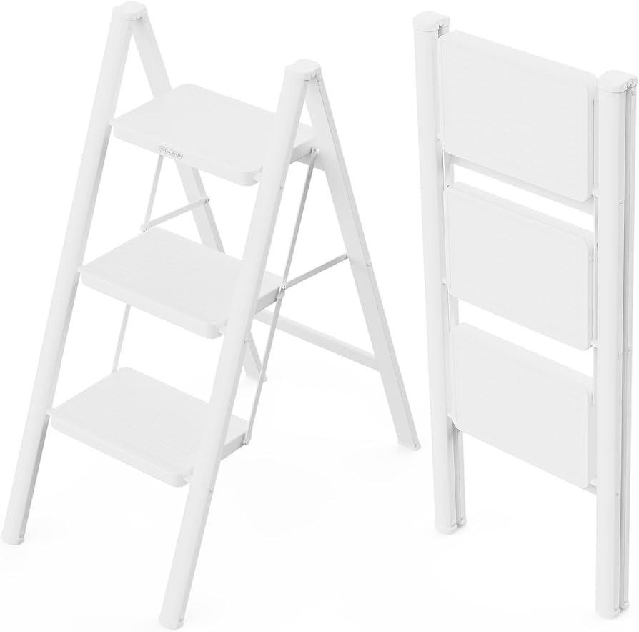 WOA WOA 3 Step Ladder, Folding Step Stool with Wide Pedals, Compact Stepping Stool for Kitchen, S... | Amazon (US)