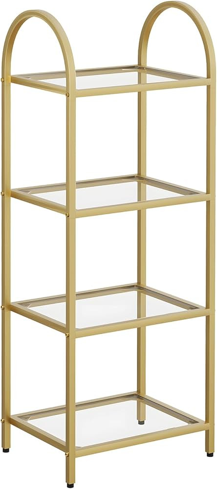 4 Tier Bookcase, Bookshelf, Narrow Tempered Glass Bookshelves, Slim Shelving Unit for for Living ... | Amazon (US)