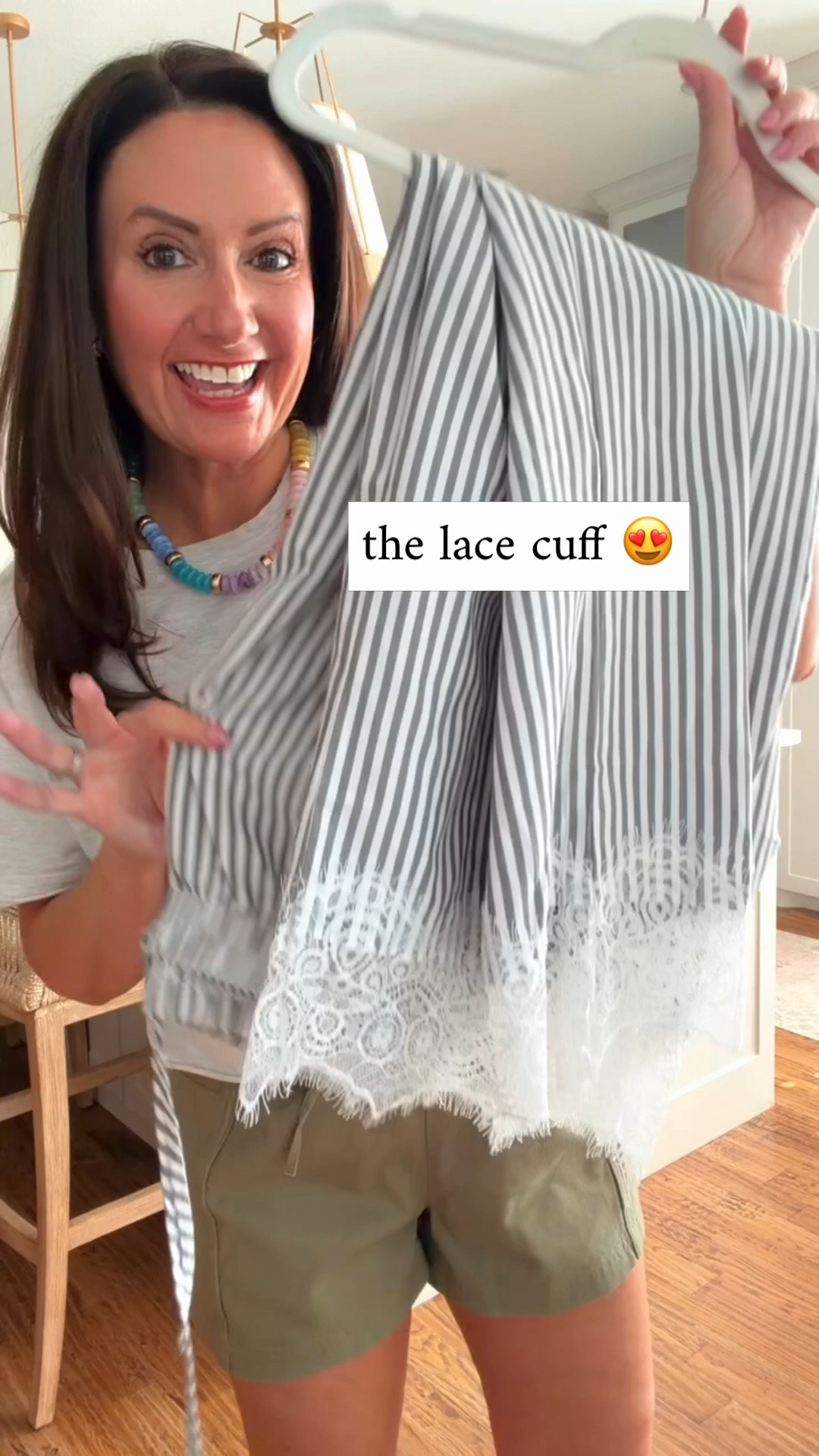 Wearing a medium in these striped pants with the lace cuff! SO adorable! Pair with a solid tank, tee or denim!
.

#LTKmomlife #LTKootd #LTKOver40