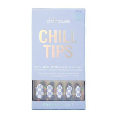 Chillhouse Chill Tips Fake Nails - Design Studio - Checked Out - 24ct: Oval Shape, Smooth Finish, ABS Material | Target