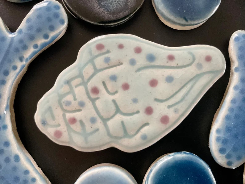 Seashell Mosaic Tile, Handpainted Ocean Shell Tile, Island Beach Decor, for Crafting and Making I... | Etsy (US)