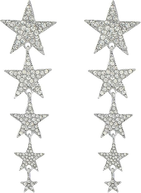 Big Long Crystal Star Tassel Drop Dangle Earrings Rhinestone Geometric Five-Pointed for Women Wed... | Amazon (US)
