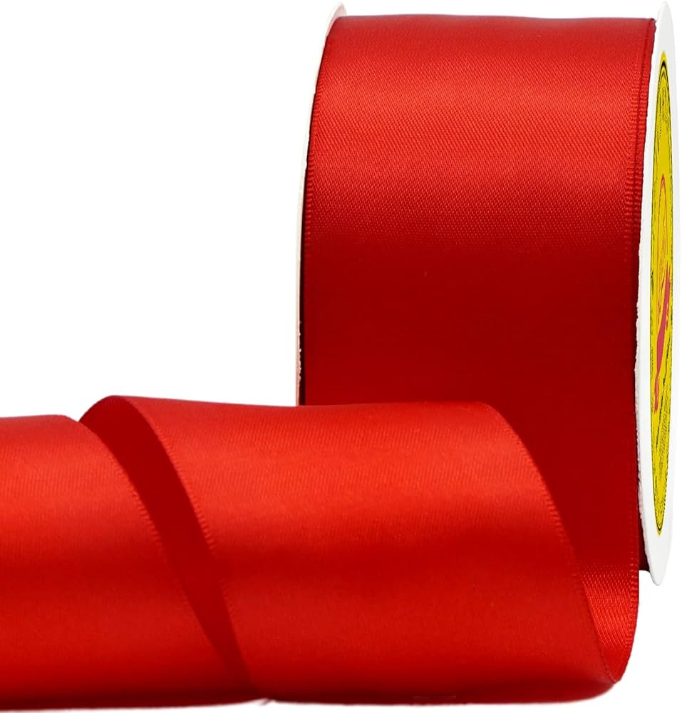Double Face Satin Ribbon 2 inch X 25 Yards Polyester Red Ribbon for Gift Wrapping Very Suitable f... | Amazon (US)