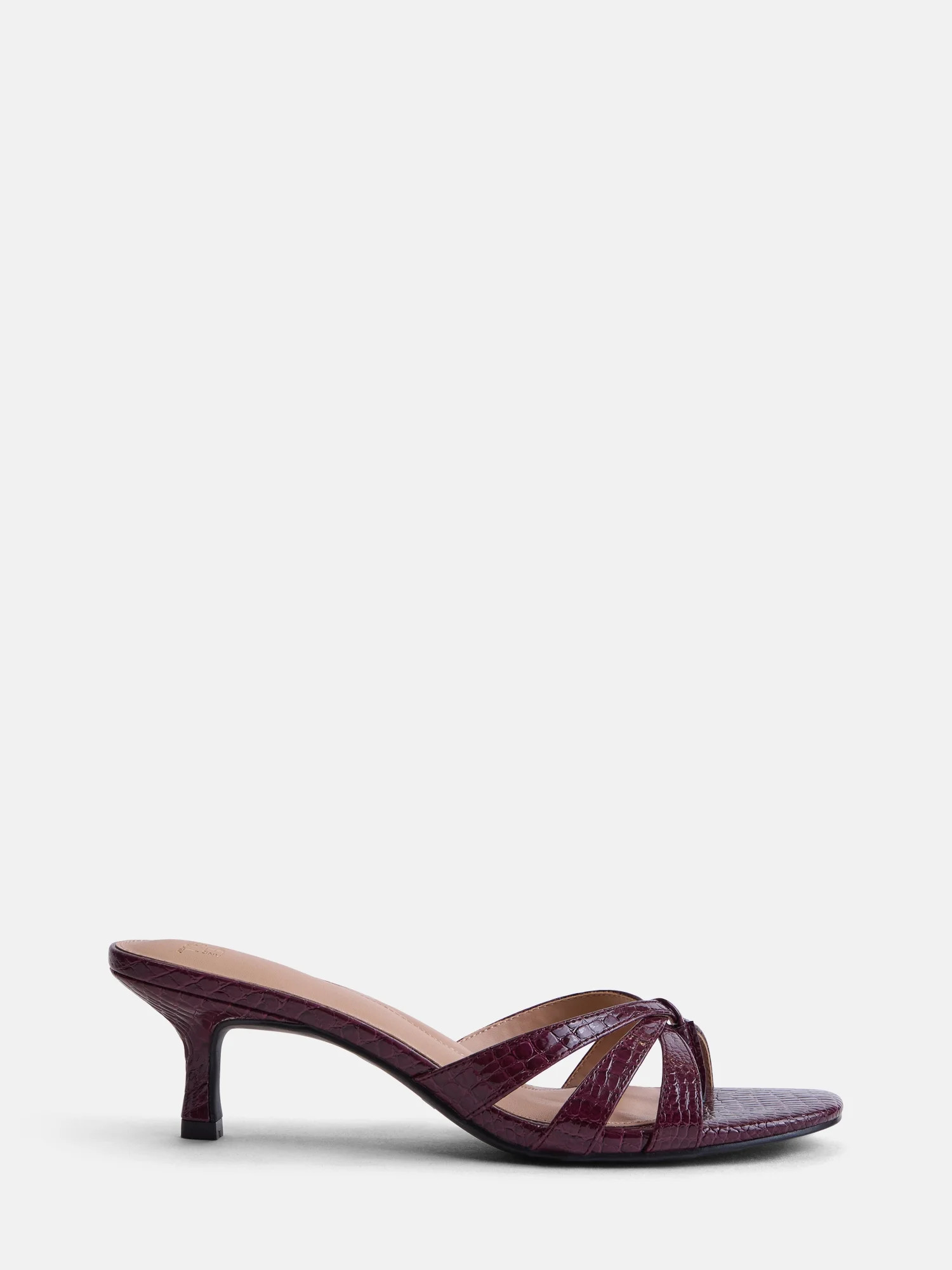 Time and Tru Women's Faux Leather Kitten Heel Mule Sandals | Walmart (US)