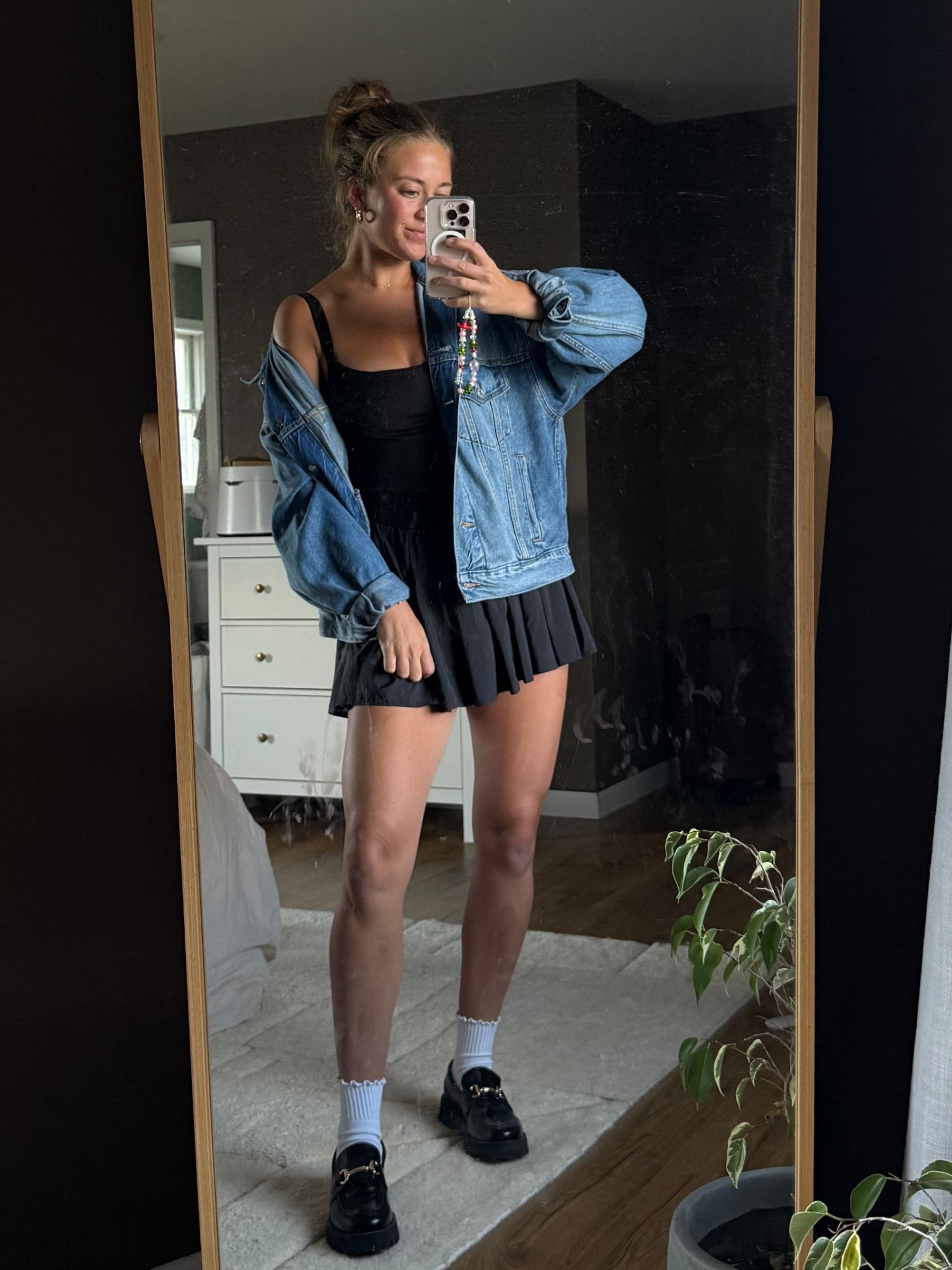 My favorite denim jacket with Free people swing of things tennis dress street style inspired fall outfit 

#LTKStyleTip #LTKActive #LTKSeasonal