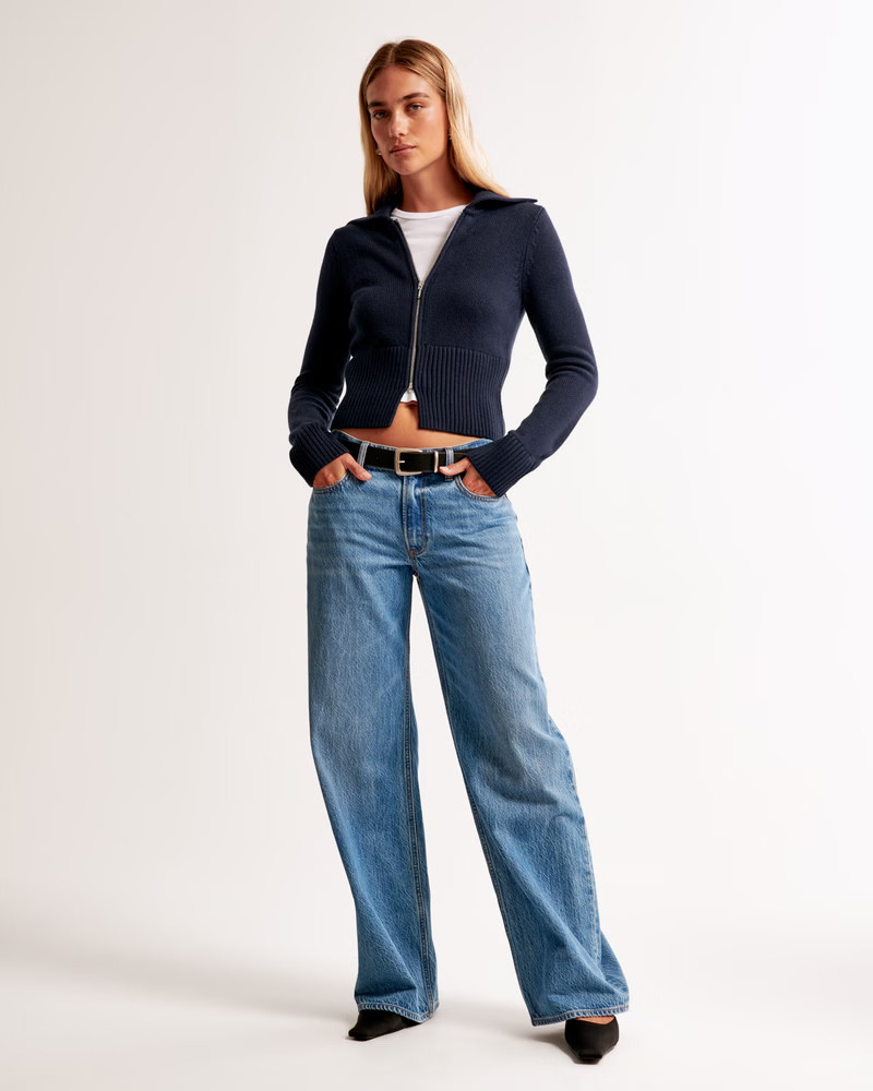 Women's Zip-Up Collared Cardigan | Women's Tops | Abercrombie.com | Abercrombie & Fitch (US)