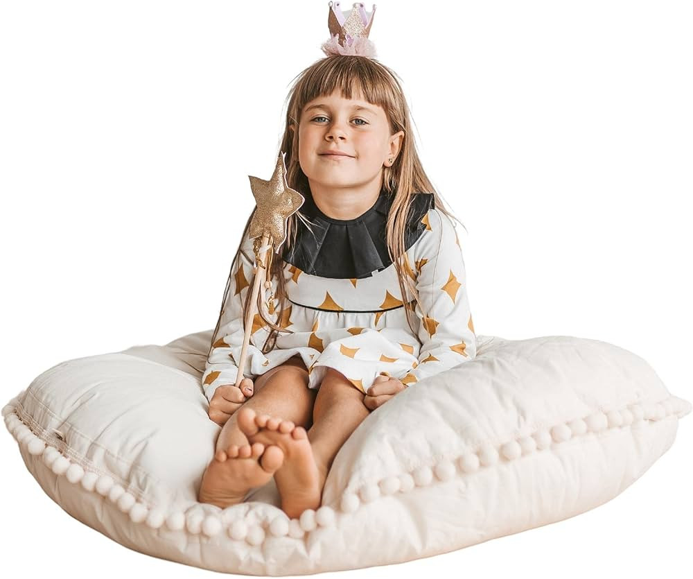 MINICAMP Large Kids Floor Pillow - Ultra-Fluffy Bean Bag Chair with Filler Included & Washable Co... | Amazon (US)