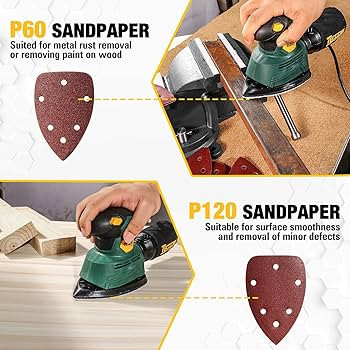TECCPO Detail Sander, 14,000 OPM Compact Electric Sander with 12Pcs Sandpapers, Efficient Dust Co... | Amazon (US)