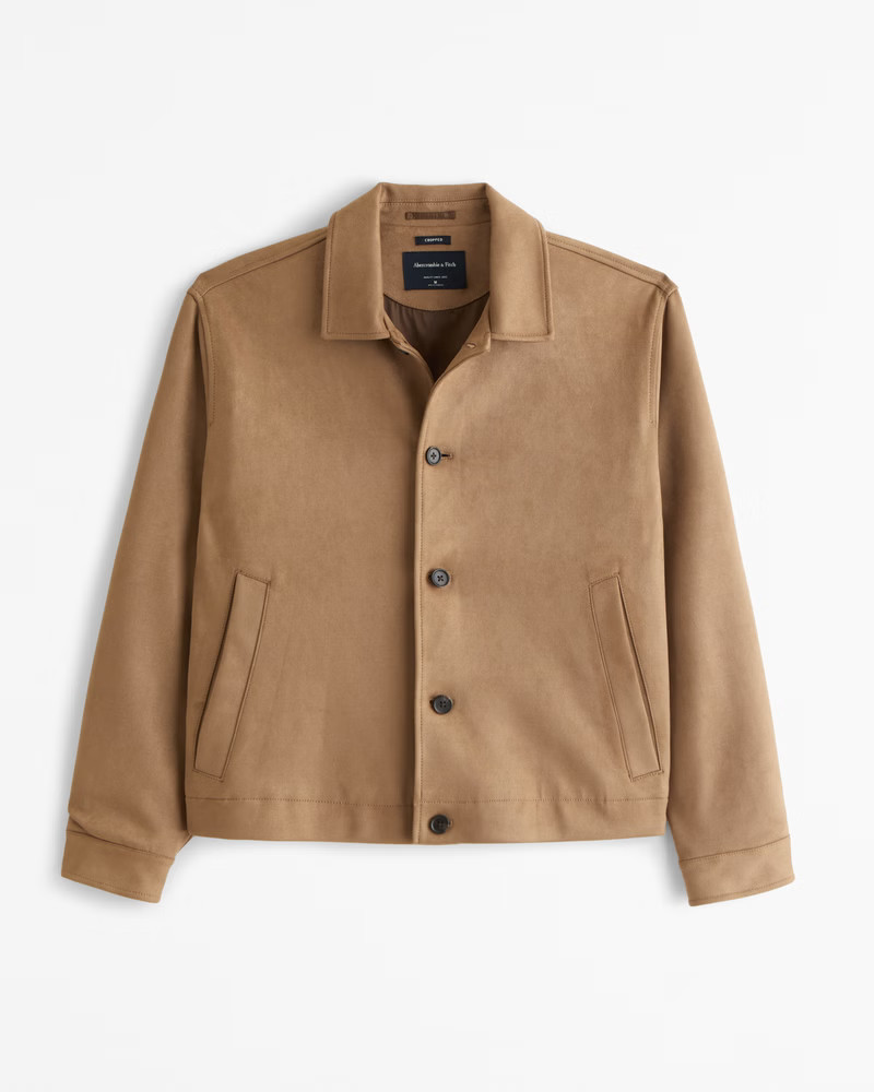Cropped Vegan Suede Jacket | Abercrombie & Fitch (UK)