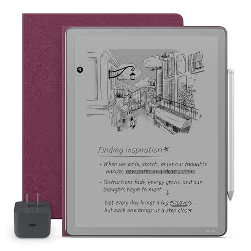 New Amazon Kindle Scribe Essentials Bundle- New Amazon Kindle Scribe Without Front Light (16GB), Premium Pen, All-New Executive Premium Leather Folio Cover-Fig & Power Adapter | Amazon (US)