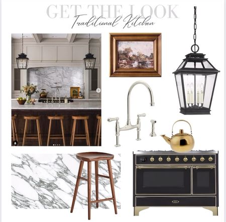Get the look, vintage traditional kitchen with black and gold range, black lantern, bridge, kitchen faucet, gold frame, landscape, wood counter, stools, arabescato tile

Follow my shop @JillCalo on the @shop.LTK app to shop this post and get my exclusive app-only content!

#liketkit #LTKstyletip #LTKsalealert #LTKhome
@shop.ltk
https://liketk.it/4wZ8j

#LTKVideo #LTKhome #LTKsalealert