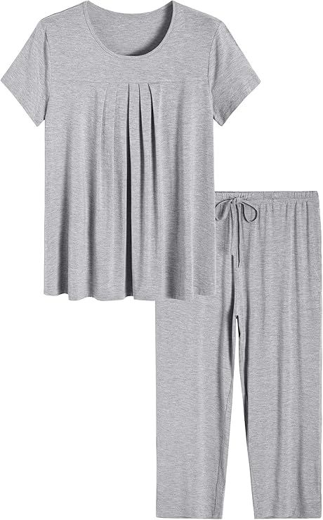 Latuza Women’s Pleated Loungewear Top and Capris Pajamas Set | Amazon (US)