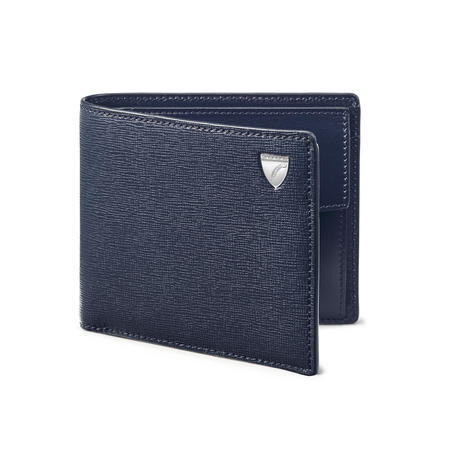 Billfold Coin Wallet in Navy Saffiano & Smooth Navy | Aspinal of London