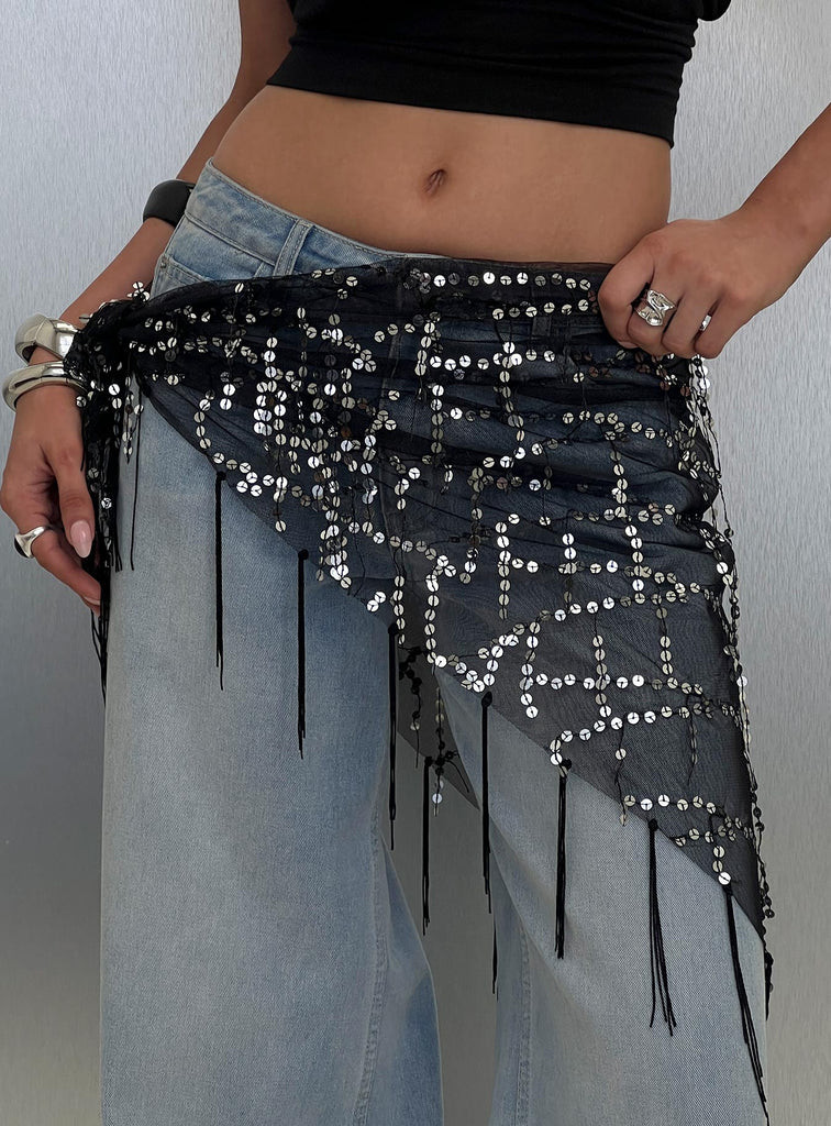 Eager Heart Sarong Sequin Black / Silver | Princess Polly US