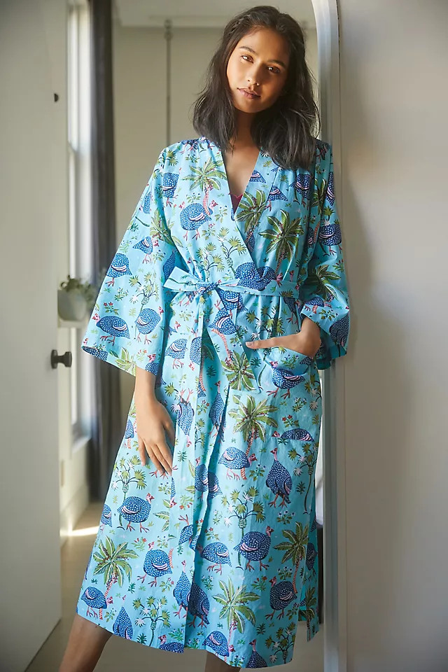 Printfresh Guinea Hens Robe | Anthropologie (US)