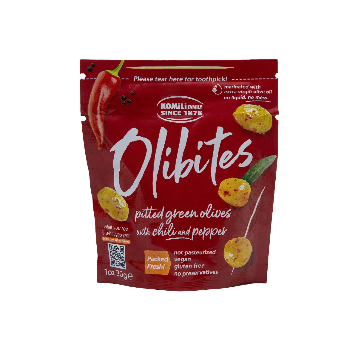 Olibites Pitted Green Olives with Chili and Pepper - 1oz | Target