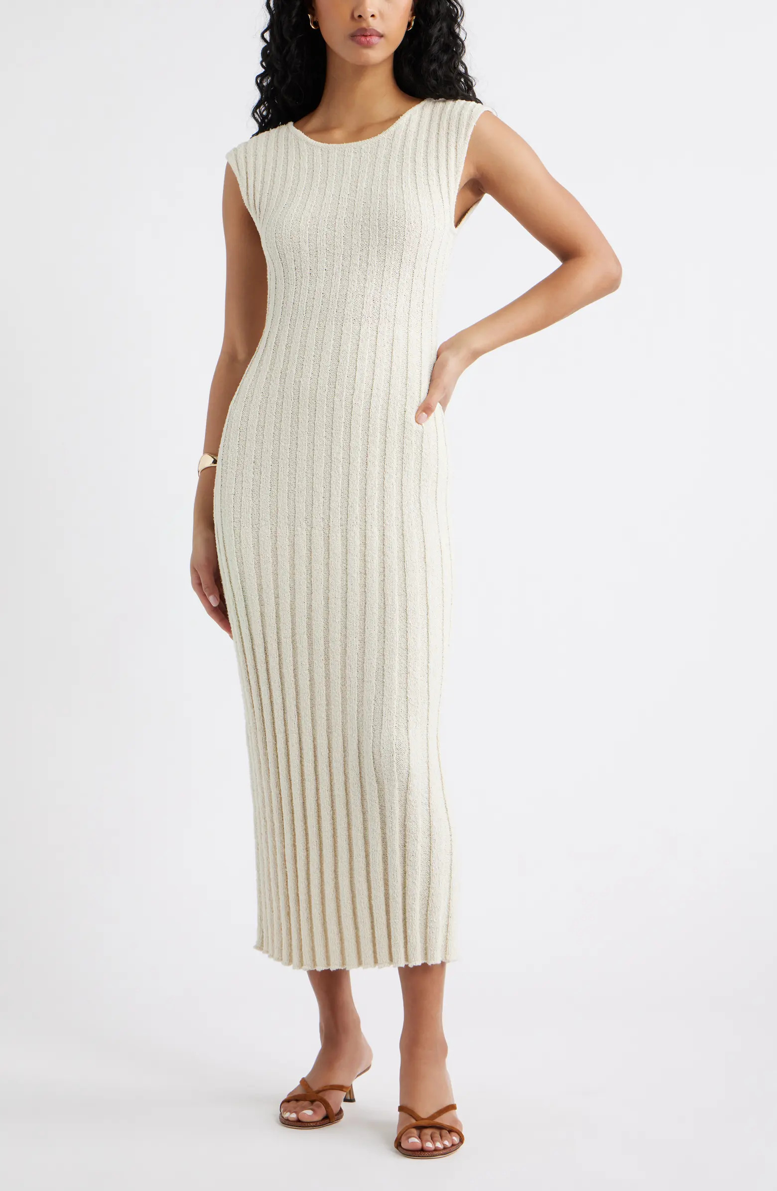 Tie Back Cap Sleeve Rib Sweater Dress | Nordstrom