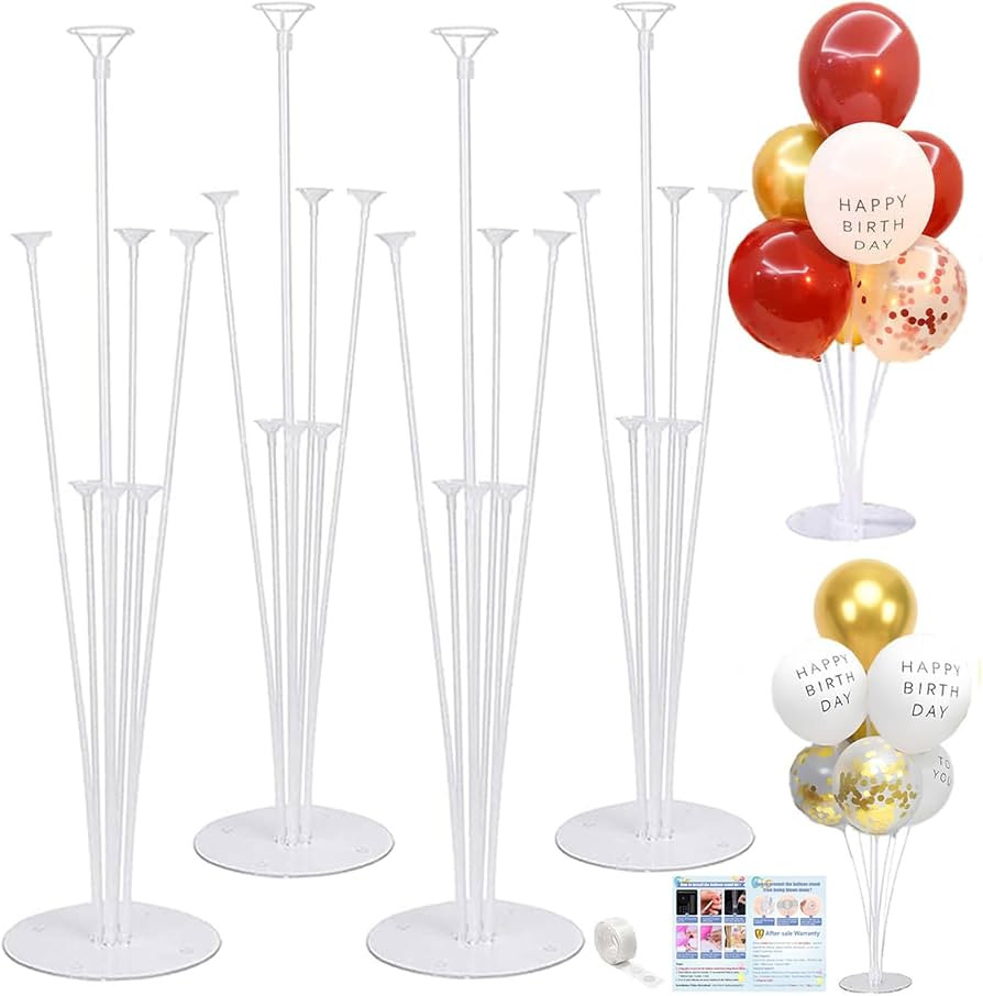 4 Sets Balloon Stand Kits, Balloon Sticks Holder with Base for Table Baby Shower Gender Reveal Gr... | Amazon (US)