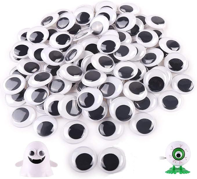 FINGOOO 1 Inch Googly Wiggle Eyes with Self Adhesive, 100-PACK for DIY Art Crafts | Amazon (US)