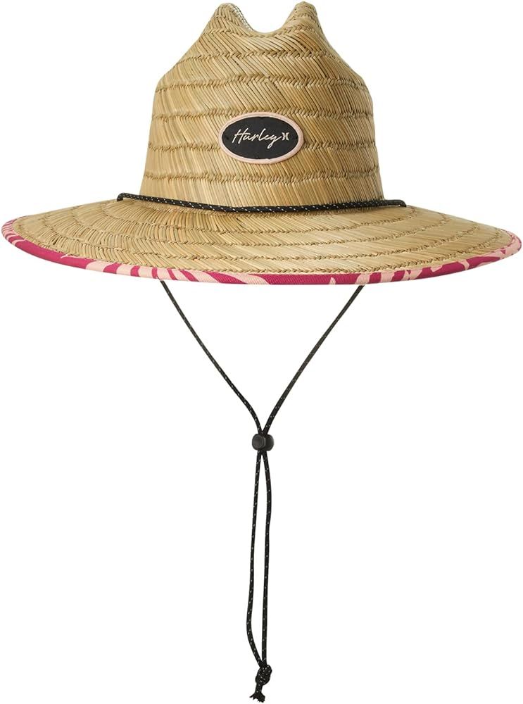 Hurley Women's Straw Hat - Capri Medium Brim Real Straw Lifeguard Sun Hat with Chin Strap | Amazon (US)