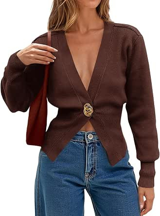 Cicy Bell Womens V Neck Knitted Cardigans Long Sleeve Button Down Sweaters Fall Casual Coats Oute... | Amazon (US)