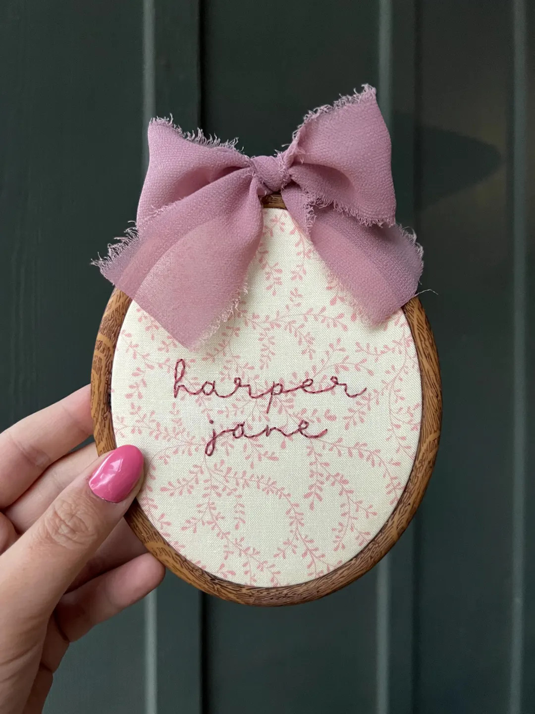 Hand Embroidered Name Hoop: Mauve Vines, Nursery Decor - Etsy | Etsy (US)
