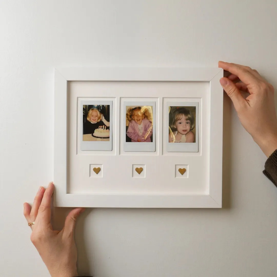 Mother's Day Polaroid Frame with Brass Hearts | Custom Photo Mat (Instax Mini) | Etsy (US)