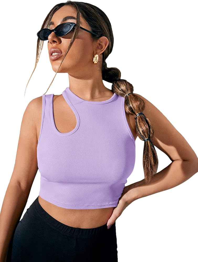 Verdusa Cut Out Sleeveless Ribbed Crop Top  | Amazon (US)