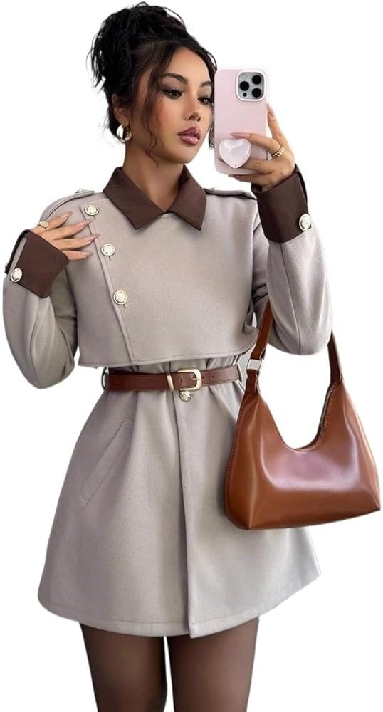 Womens Classic Wool Coats Elegant Wool Thick Coat | Amazon (US)