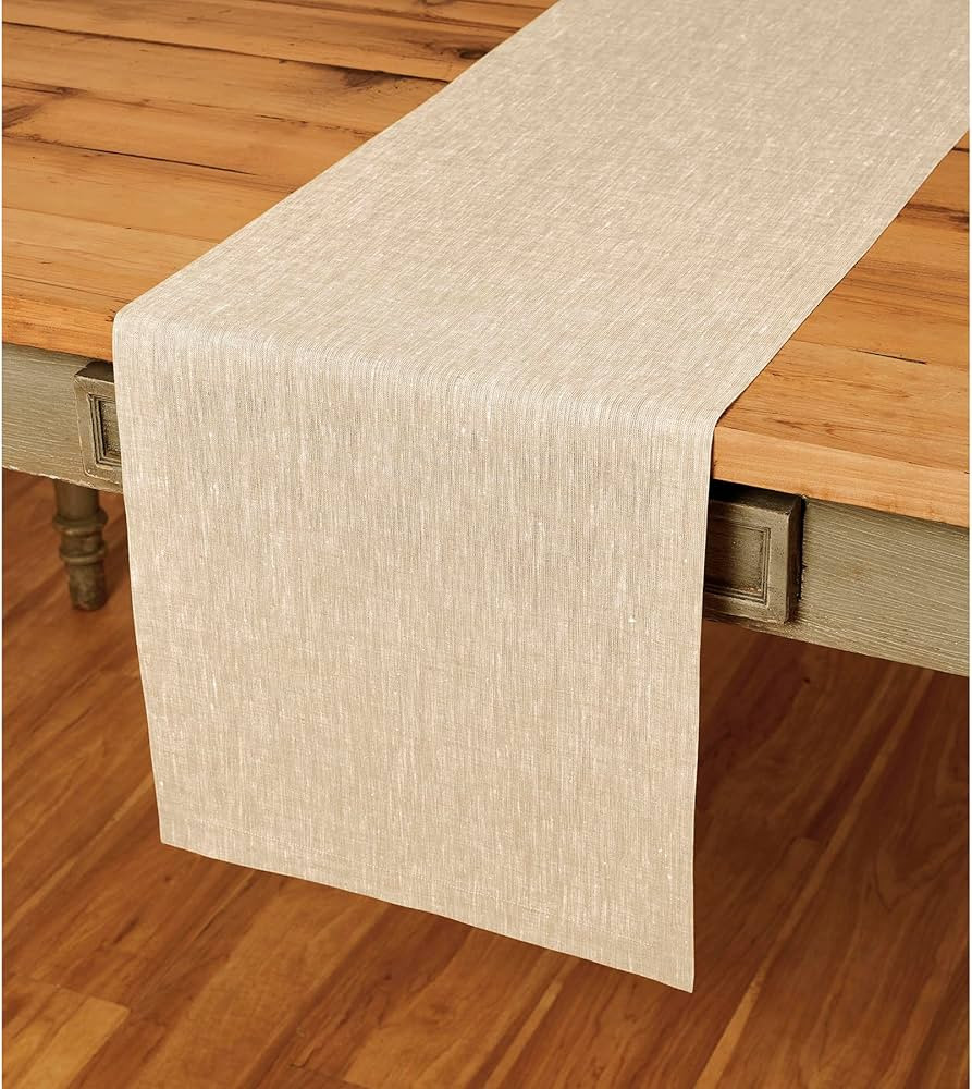 Solino Home Champagne Beige Linen Table Runner 36 Inch - 100% Pure Linen 14 x 36 Inch Table Runne... | Amazon (US)