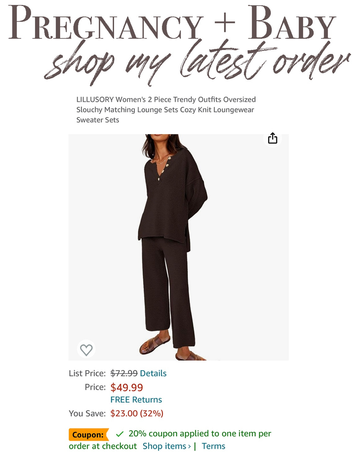 Free People dupe on Amazon for postpartum. Ordered a size large for an oversized comfy fit! The quality is 💯 

#LTKstyletip #LTKSale #LTKunder50