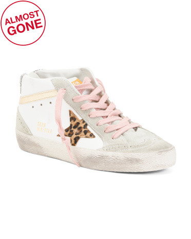 Made In Italy Leather Star Glitter Detail Sneakers | TJ Maxx