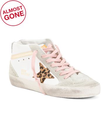 Made In Italy Leather Star Glitter Detail Sneakers | TJ Maxx