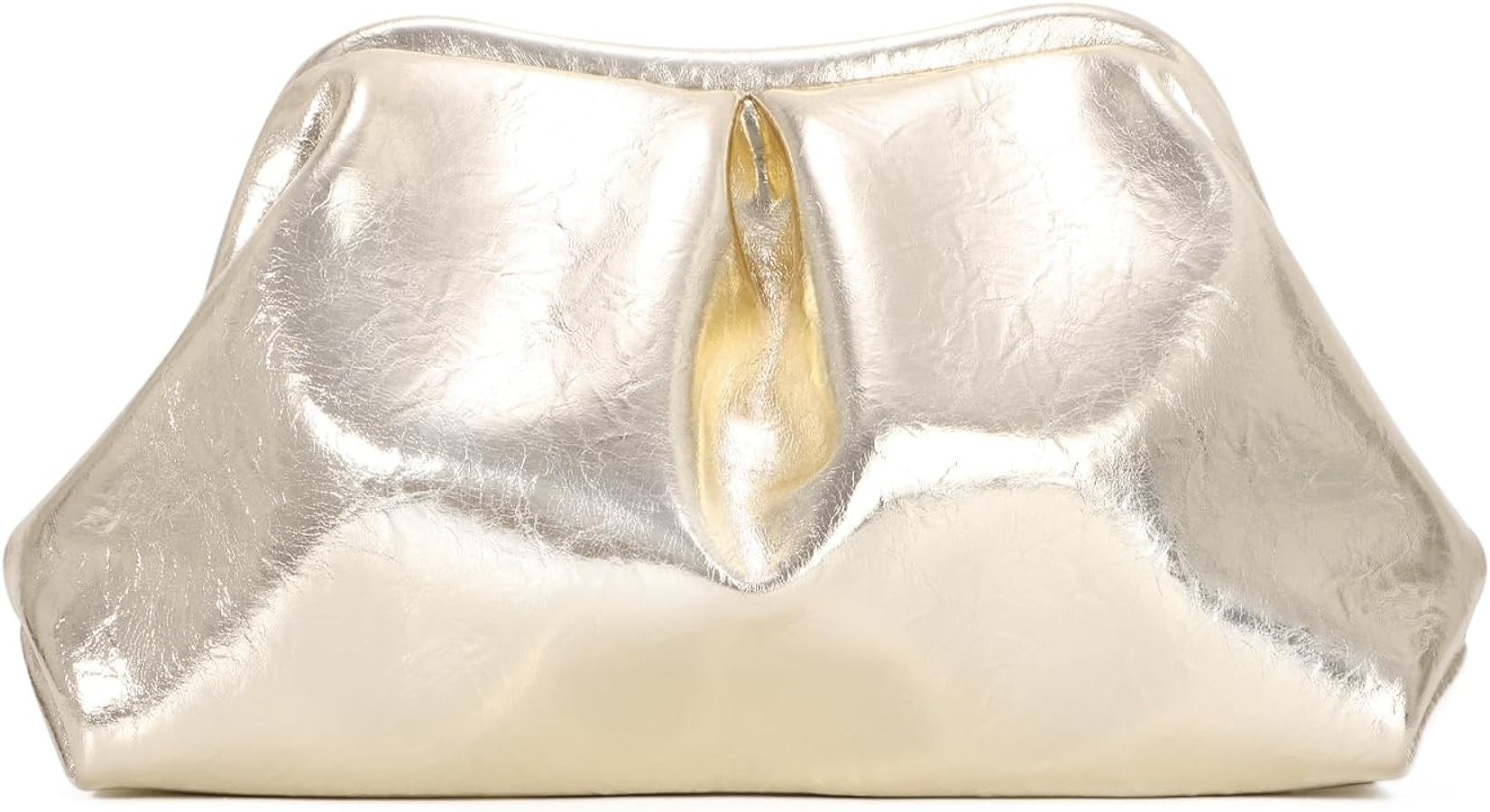 Oweisong Soft Leather Clutch Purse for Women Silver Cloud Evening Handbag Ruched Dumpling Bag for... | Amazon (US)