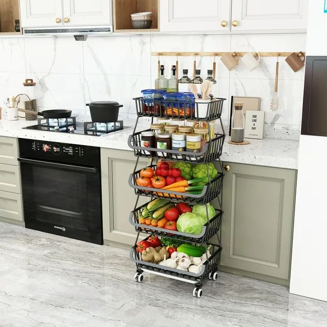 Wisdom Star 5 Tier Fruit Vegetable Basket for Kitchen, Fruit Vegetable Storage Cart, Vegetable Ba... | Walmart (US)