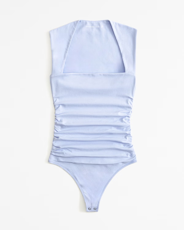 Cotton-Blend Seamless Fabric Ruched Portrait Bodysuit | Abercrombie & Fitch (US)