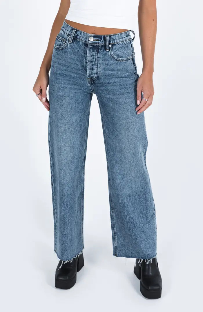 Princess Polly Fawcett Raw Hem High Waist Straight Leg Jeans | Nordstrom | Nordstrom